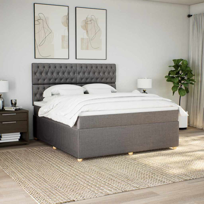 Pat continental cu saltea, gri taupe, 180x200 cm, textil WALTI