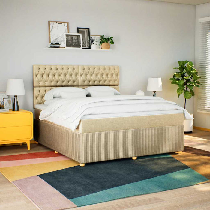 Pat continental cu saltea, crem, 180x200 cm, textil - WALTI WALTI