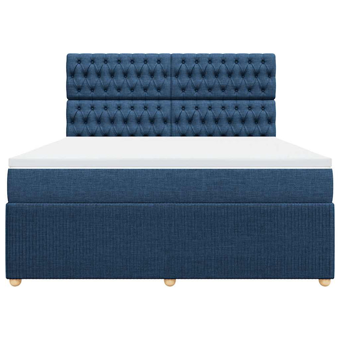 Pat box spring cu saltea, albastru, 180x200 cm, material textil - WALTI WALTI