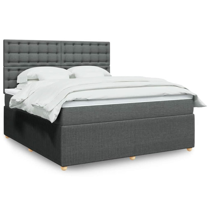 Pat box spring cu saltea, gri închis, 180x200 cm, textil - WALTI WALTI