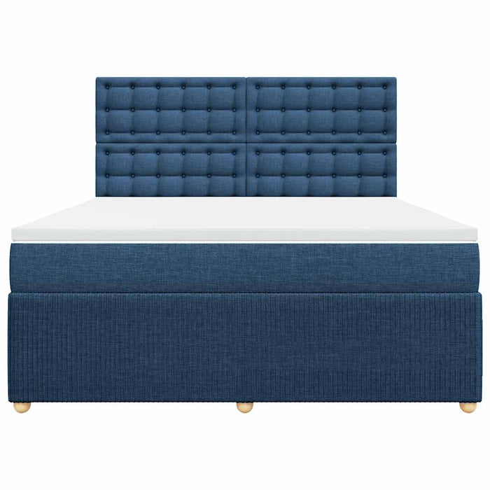 Pat box spring cu saltea, albastru, 180x200 cm, material textil WALTI