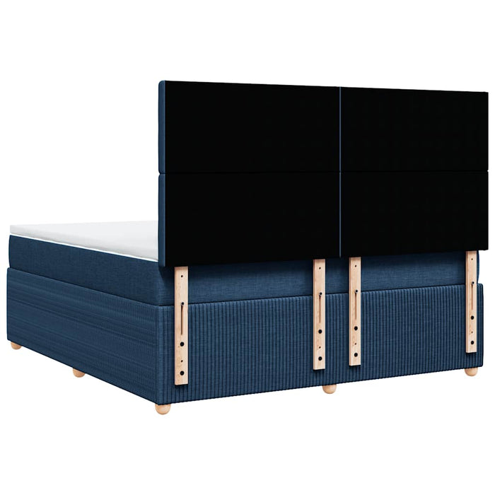 Pat box spring cu saltea, albastru, 180x200 cm, material textil WALTI