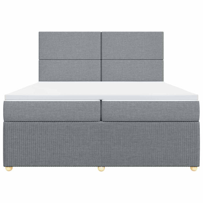 Pat box spring cu saltea, gri deschis, 200x200 cm, textil WALTI