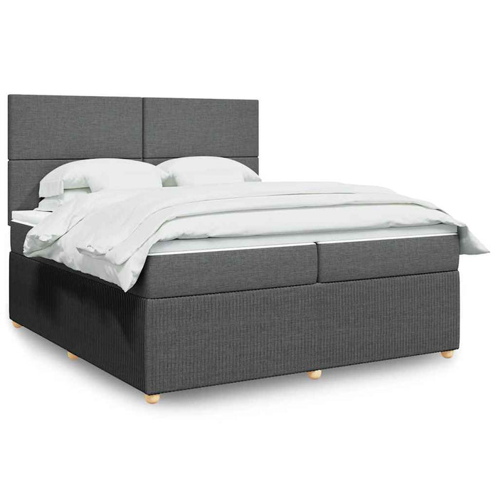 Pat box spring cu saltea, gri închis, 200x200 cm, textil - WALTI WALTI
