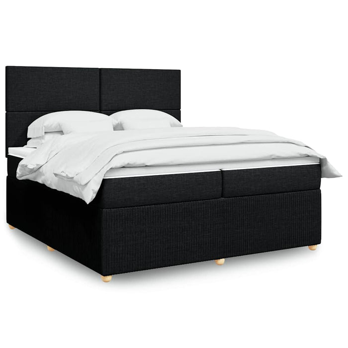 Pat box spring cu saltea, negru, 200x200 cm, textil - WALTI WALTI