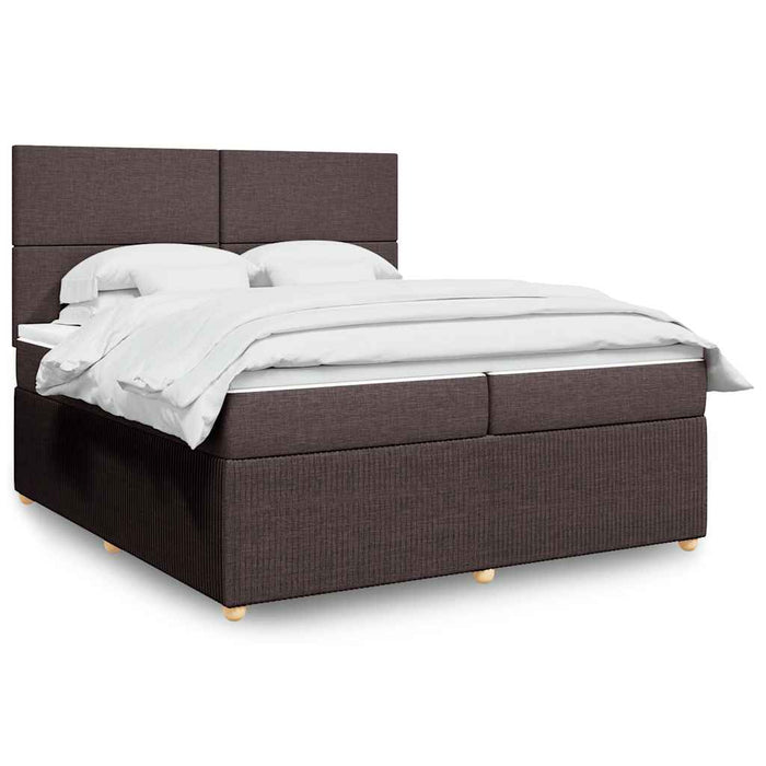Pat box spring cu saltea, maro închis, 200x200 cm, textil - WALTI WALTI
