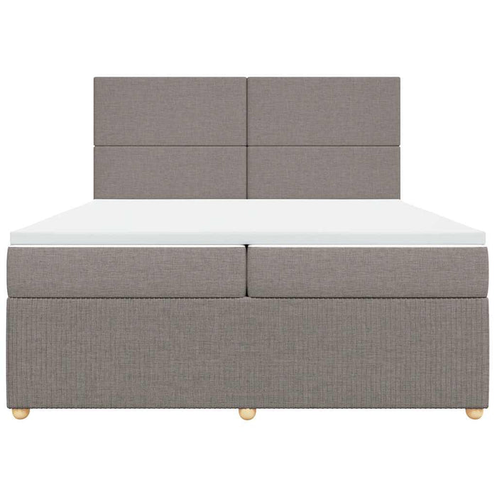 Pat box spring cu saltea, gri taupe, 200x200 cm, textil WALTI