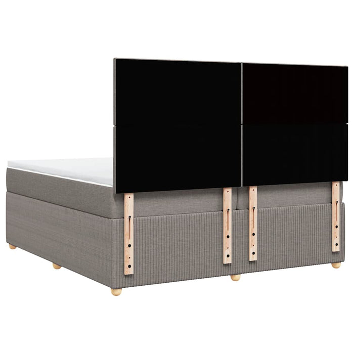 Pat box spring cu saltea, gri taupe, 200x200 cm, textil WALTI