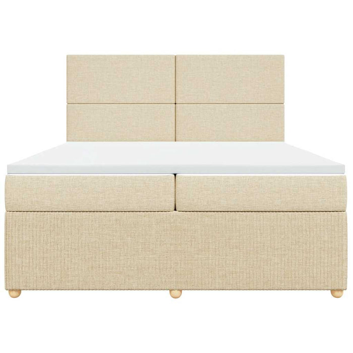 Pat box spring cu saltea, crem, 200x200 cm, textil - WALTI WALTI