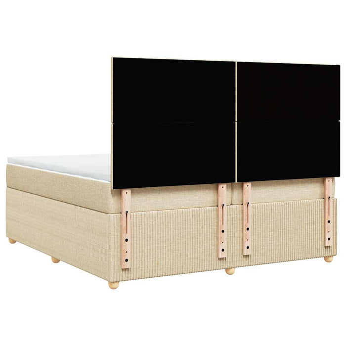 Pat box spring cu saltea, crem, 200x200 cm, textil - WALTI WALTI