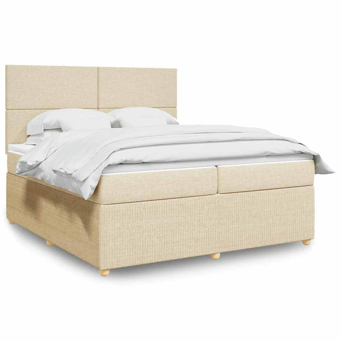 Pat box spring cu saltea, crem, 200x200 cm, textil - WALTI WALTI