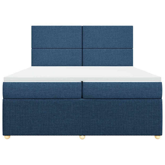 Pat box spring cu saltea, albastru, 200x200 cm, textil - WALTI WALTI