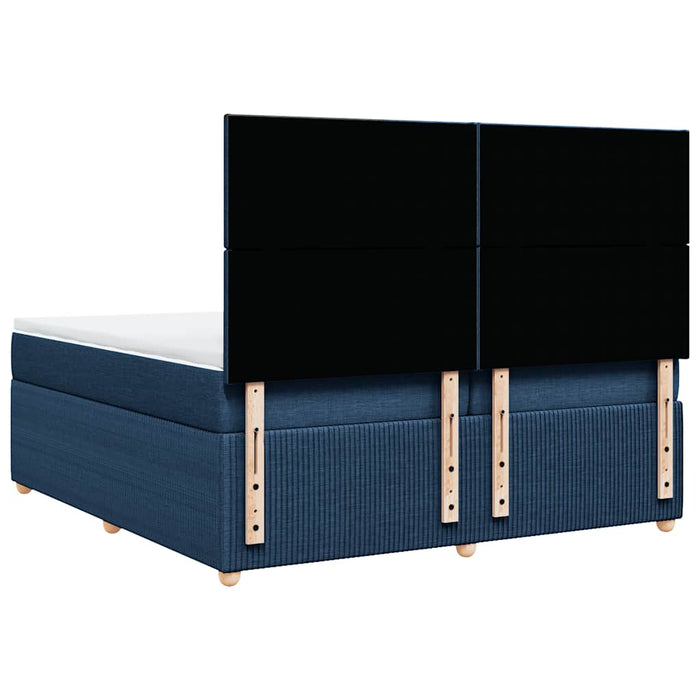Pat box spring cu saltea, albastru, 200x200 cm, textil - WALTI WALTI