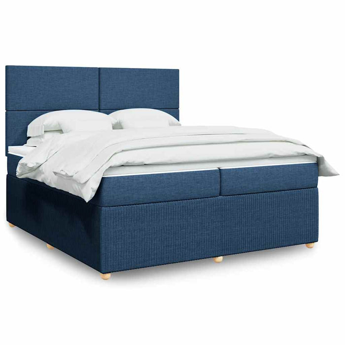 Pat box spring cu saltea, albastru, 200x200 cm, textil - WALTI WALTI