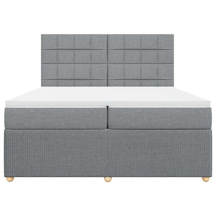 Pat box spring cu saltea, gri deschis, 200x200 cm, textil - WALTI WALTI