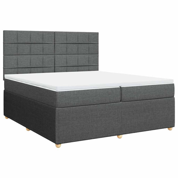 Pat box spring cu saltea, gri închis, 200x200 cm, textil WALTI