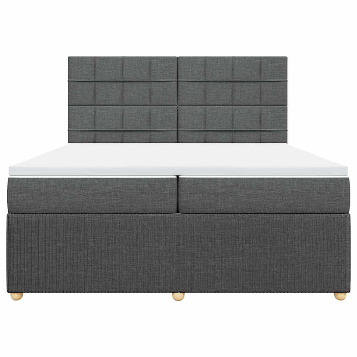 Pat box spring cu saltea, gri închis, 200x200 cm, textil WALTI