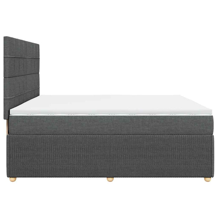 Pat box spring cu saltea, gri închis, 200x200 cm, textil WALTI