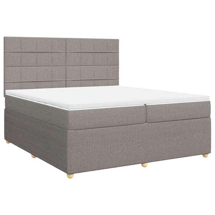 Pat box spring cu saltea, gri taupe, 200x200 cm, textil WALTI