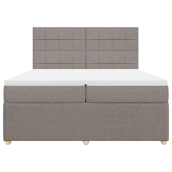 Pat box spring cu saltea, gri taupe, 200x200 cm, textil WALTI