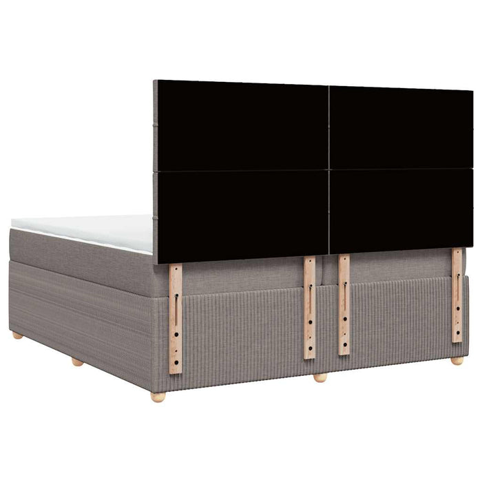 Pat box spring cu saltea, gri taupe, 200x200 cm, textil WALTI