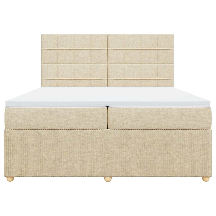 Pat box spring cu saltea, crem, 200x200 cm, textil - WALTI WALTI