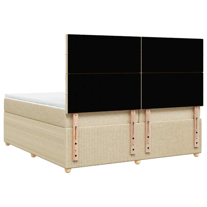 Pat box spring cu saltea, crem, 200x200 cm, textil - WALTI WALTI