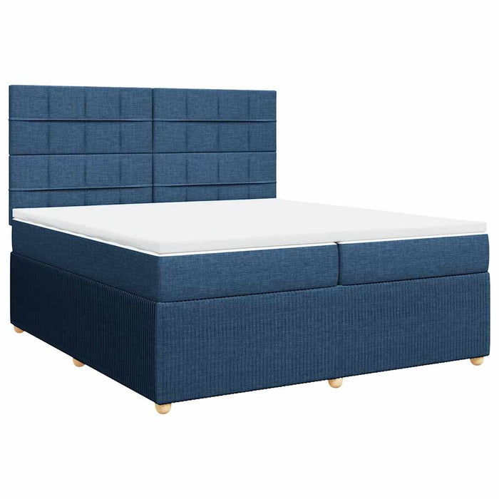 Pat box spring cu saltea, albastru, 200x200 cm, textil - WALTI WALTI