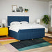 Pat box spring cu saltea, albastru, 200x200 cm, textil - WALTI WALTI
