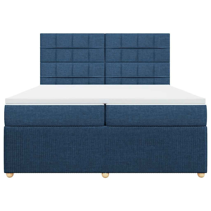 Pat box spring cu saltea, albastru, 200x200 cm, textil - WALTI WALTI