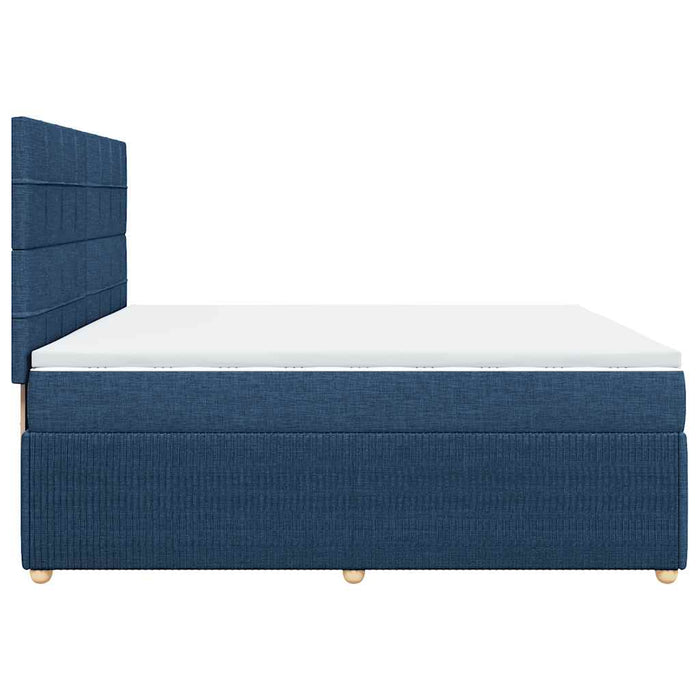 Pat box spring cu saltea, albastru, 200x200 cm, textil - WALTI WALTI
