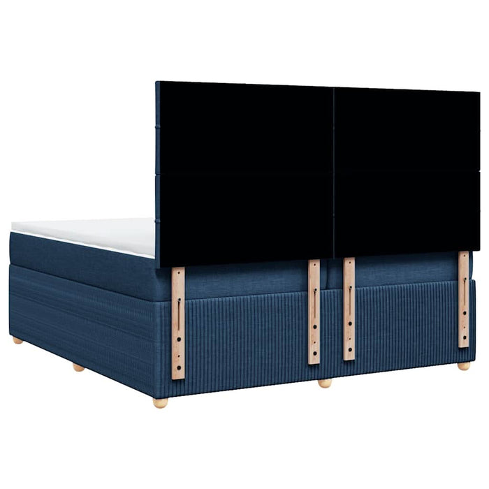 Pat box spring cu saltea, albastru, 200x200 cm, textil - WALTI WALTI