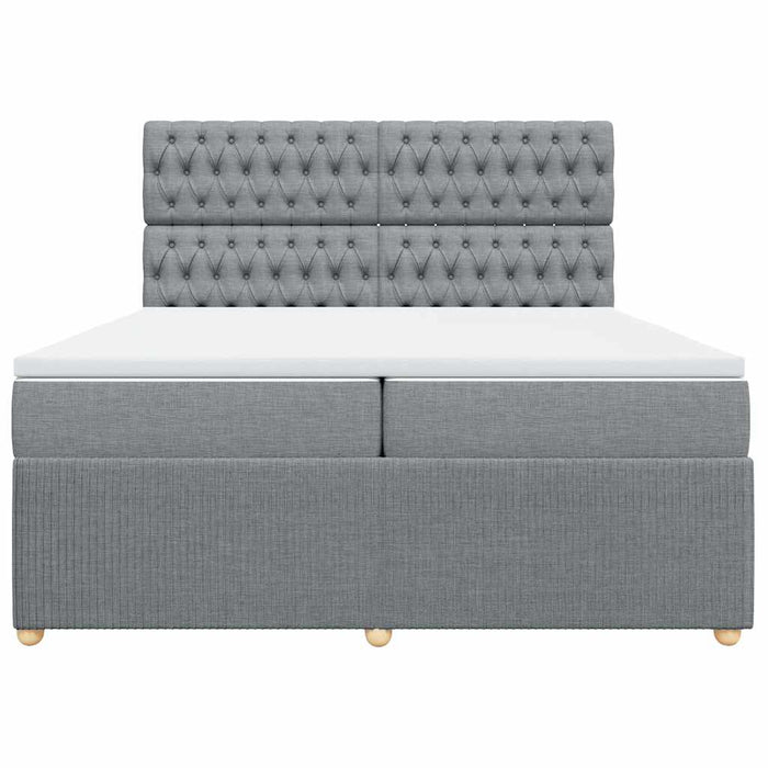 Pat box spring cu saltea, gri deschis, 200x200 cm, textil - WALTI WALTI