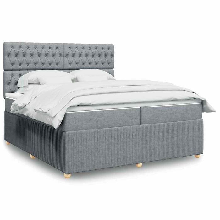 Pat box spring cu saltea, gri deschis, 200x200 cm, textil - WALTI WALTI