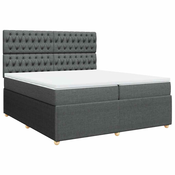 Pat box spring cu saltea, gri închis, 200x200 cm, textil - WALTI WALTI