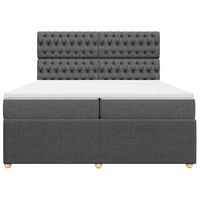 Pat box spring cu saltea, gri închis, 200x200 cm, textil - WALTI WALTI