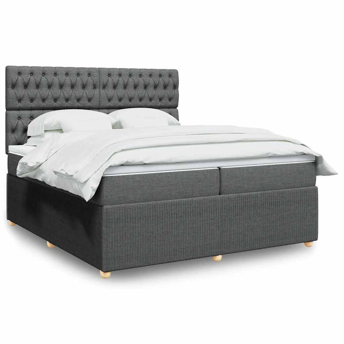 Pat box spring cu saltea, gri închis, 200x200 cm, textil - WALTI WALTI