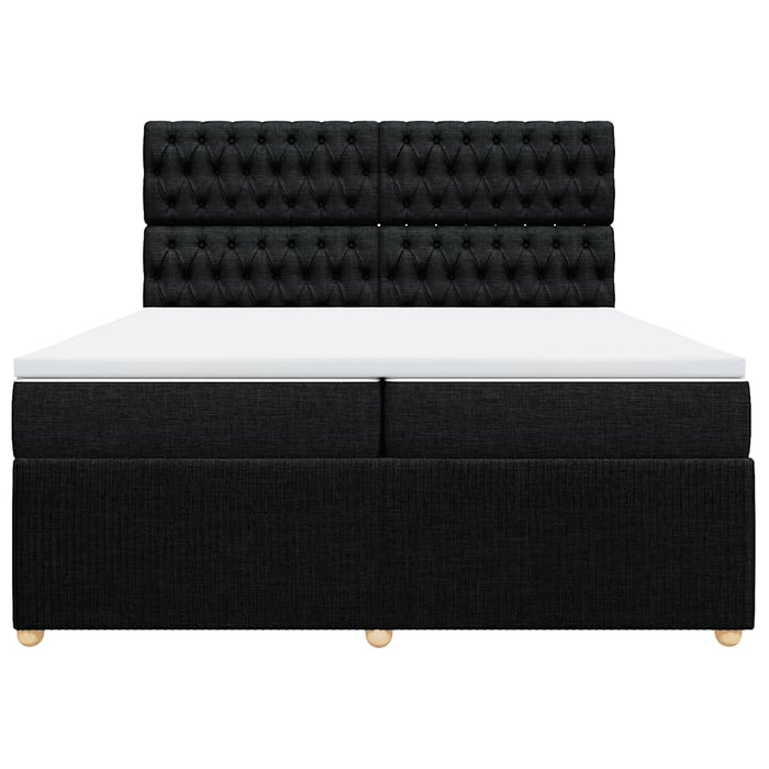 Pat box spring cu saltea, negru, 200x200 cm, textil WALTI