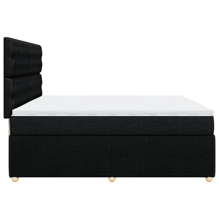 Pat box spring cu saltea, negru, 200x200 cm, textil WALTI