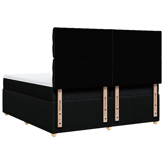 Pat box spring cu saltea, negru, 200x200 cm, textil WALTI