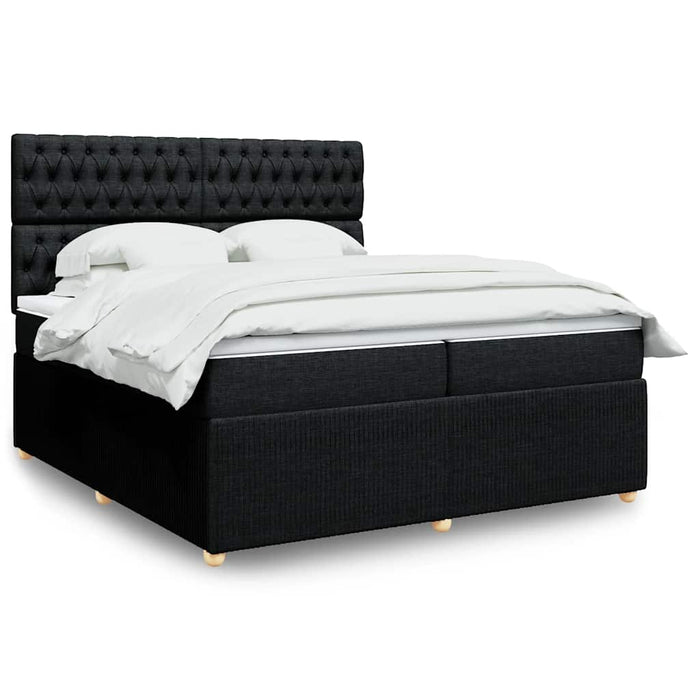 Pat box spring cu saltea, negru, 200x200 cm, textil WALTI
