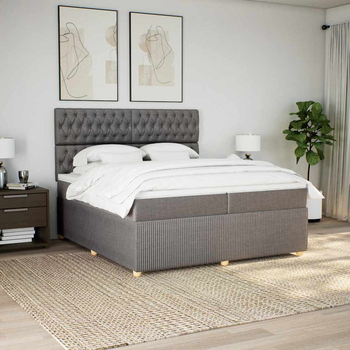 Pat box spring cu saltea, gri taupe, 200x200 cm, textil - WALTI WALTI