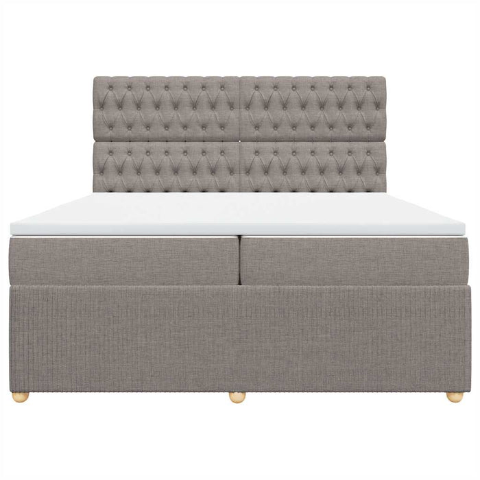 Pat box spring cu saltea, gri taupe, 200x200 cm, textil - WALTI WALTI