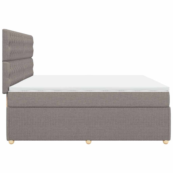 Pat box spring cu saltea, gri taupe, 200x200 cm, textil - WALTI WALTI