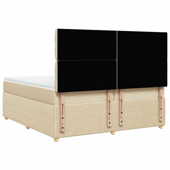 Pat box spring cu saltea, crem, 200x200 cm, textil - WALTI WALTI