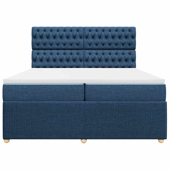 Pat box spring cu saltea, albastru, 200x200 cm, textil - WALTI WALTI
