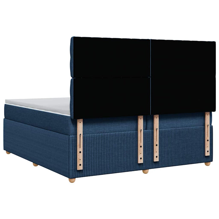 Pat box spring cu saltea, albastru, 200x200 cm, textil - WALTI WALTI