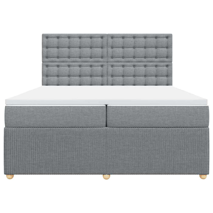 Pat box spring cu saltea, gri deschis, 200x200 cm, textil - WALTI WALTI