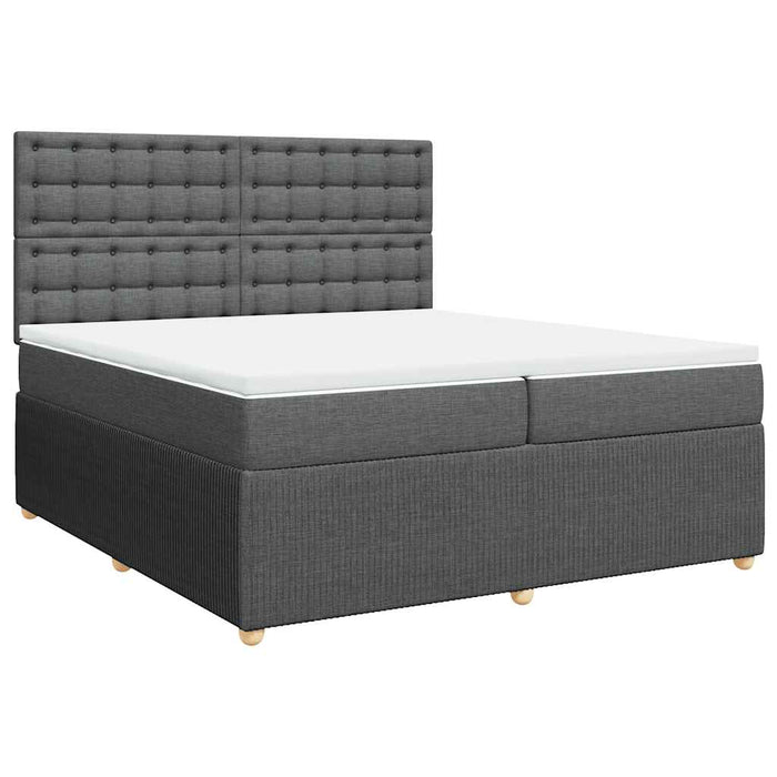 Pat box spring cu saltea, gri închis, 200x200 cm, textil - WALTI WALTI