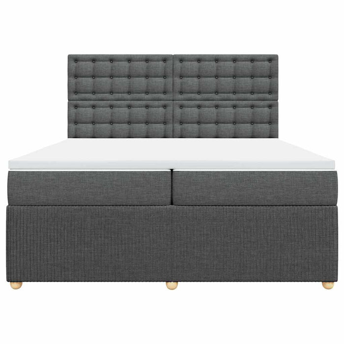 Pat box spring cu saltea, gri închis, 200x200 cm, textil - WALTI WALTI